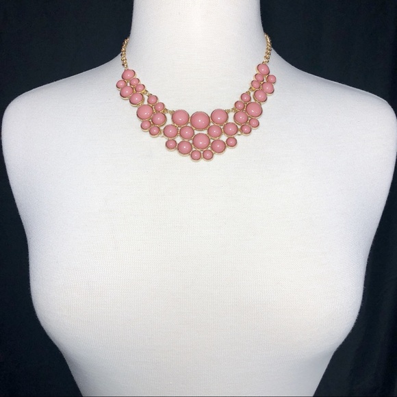 Rose Pink Dot Bib Statement Necklace Earrings Set - Picture 2 of 3